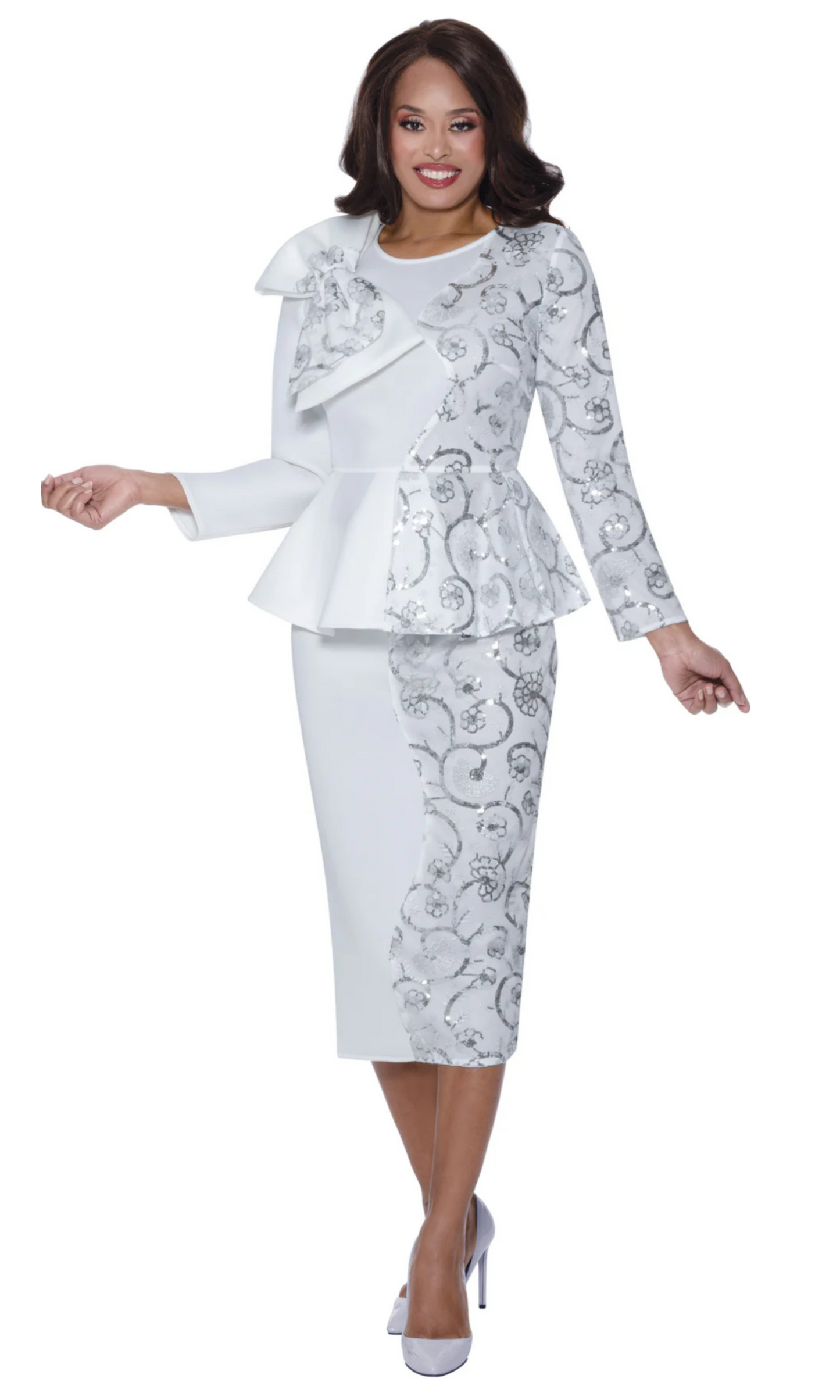 White and Silver Two piece Suit