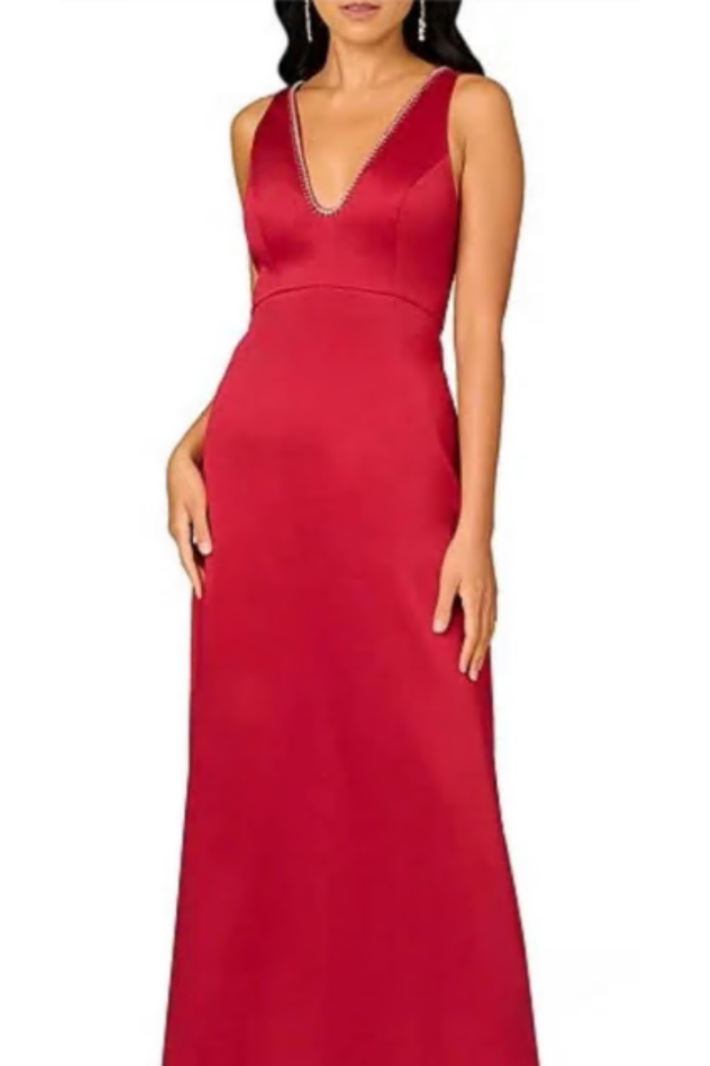 Aidan Mattox Plunging V-Neckline Sleeveless Straight Hemline Mikado