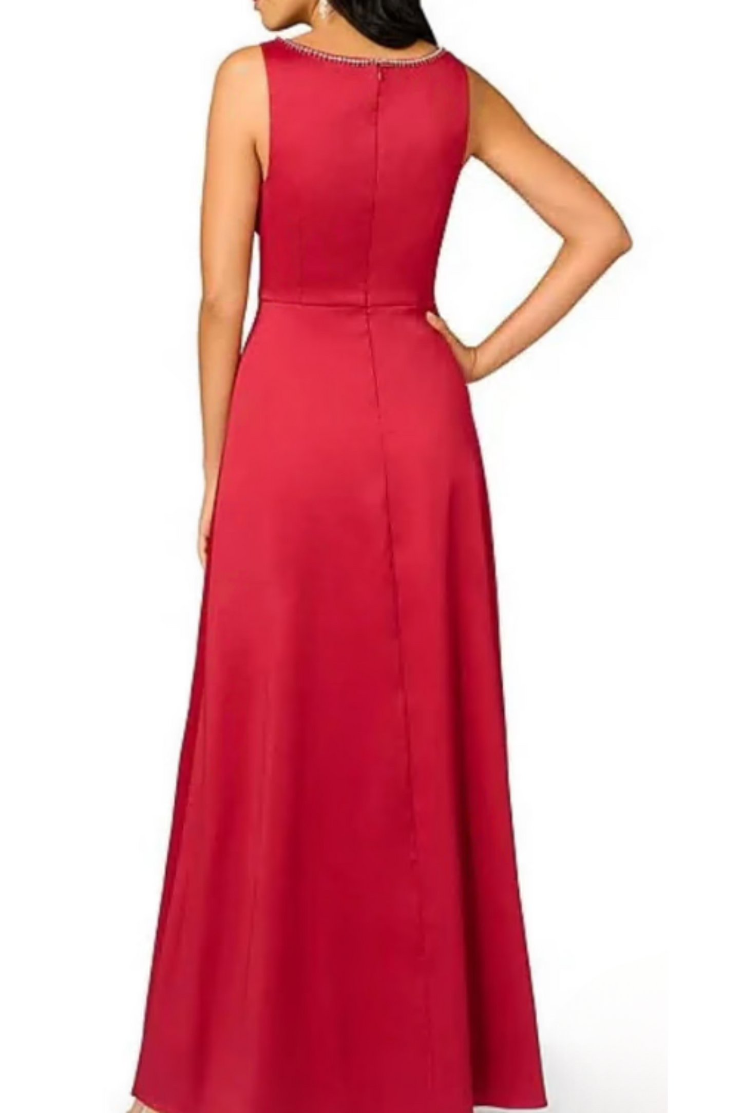 Aidan Mattox Plunging V-Neckline Sleeveless Straight Hemline Mikado