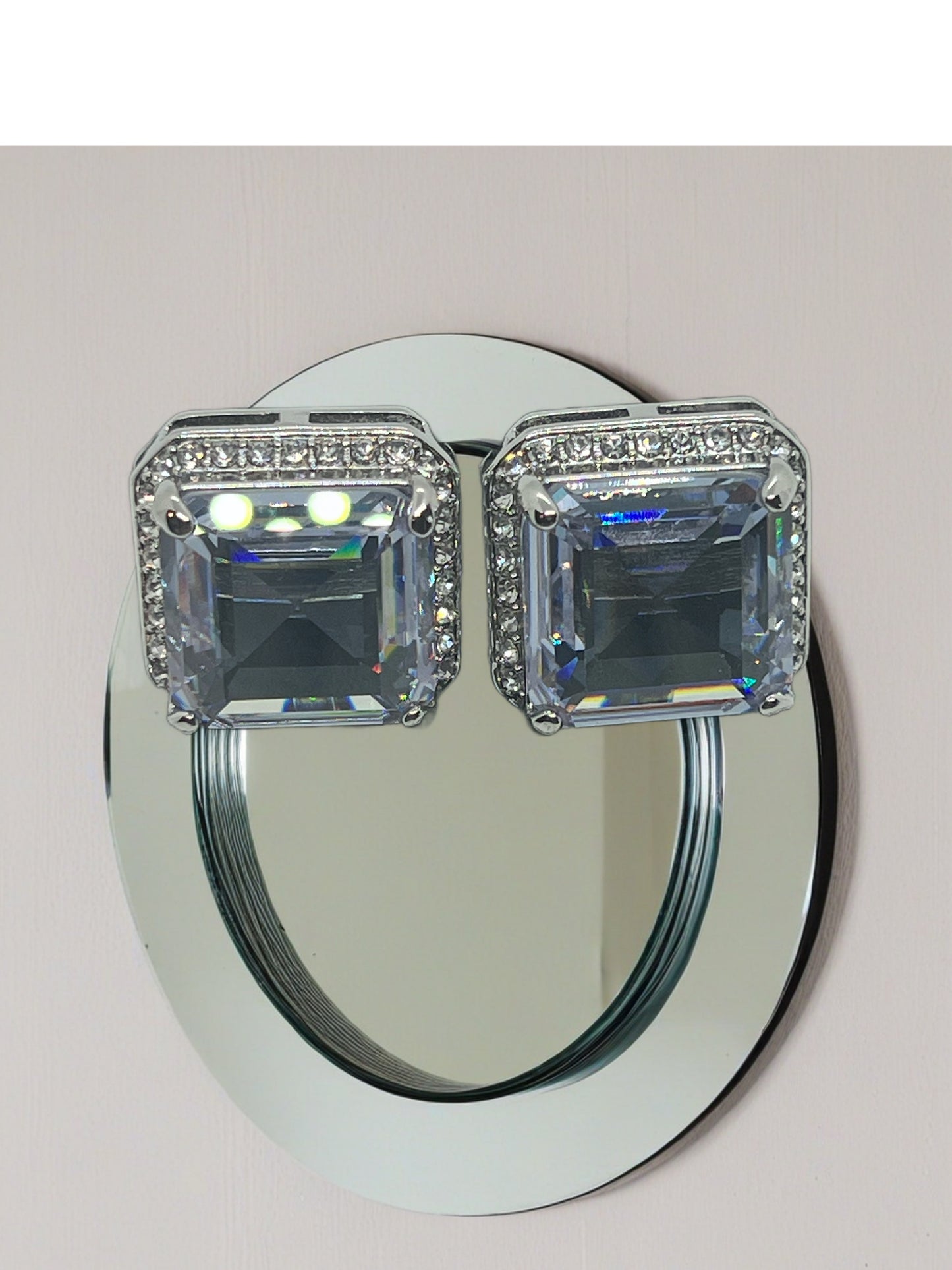 Silver Cuff Links W/ Crystal Stones