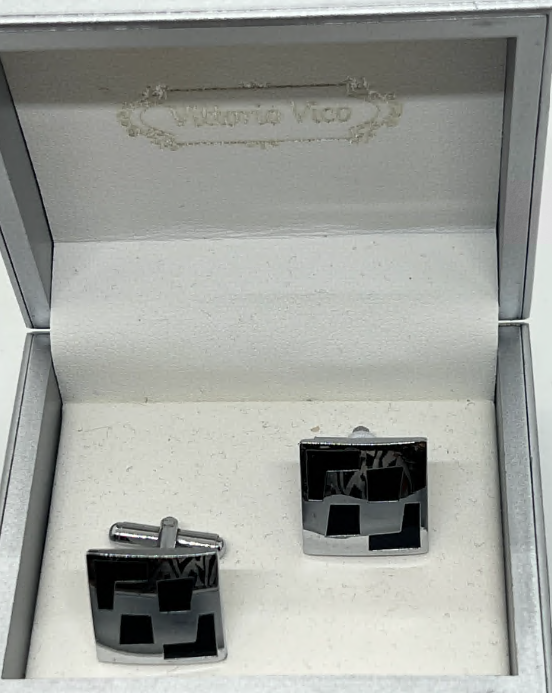 Silver/Black Cuff Links