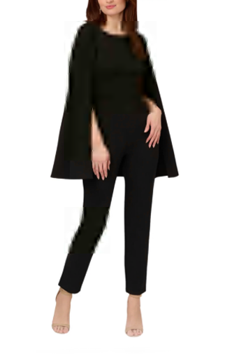 Adrianna Papell Crepe Capelet Jumpsuit
