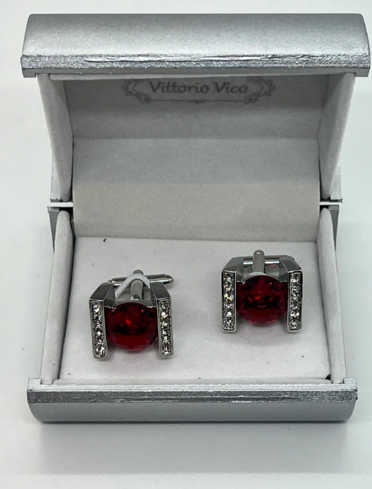 Red/Silver Cuff Links